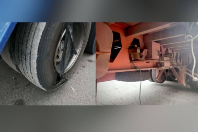 Sebuah lori yang menggunakan tayar dalam keadaan kondisi tidak baik dikenakan tindakan oleh JPJ Kuala Lumpur semasa operasi Op Patuh Khas di ibu negara, pada Rabu.