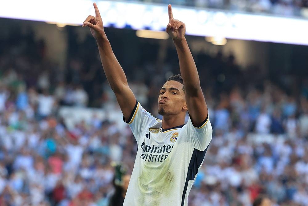 Bellingham meledak dua gol ketika membantu Real menewaskan Osasuna 4-0 dalam saingan La Liga pada Sabtu. - Foto: EPA.