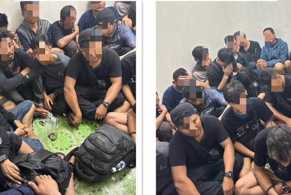 Antara PATI yang ditahan dalam serbuan di sebuah rumah sewa di Olak Lempit pada Jumaat.