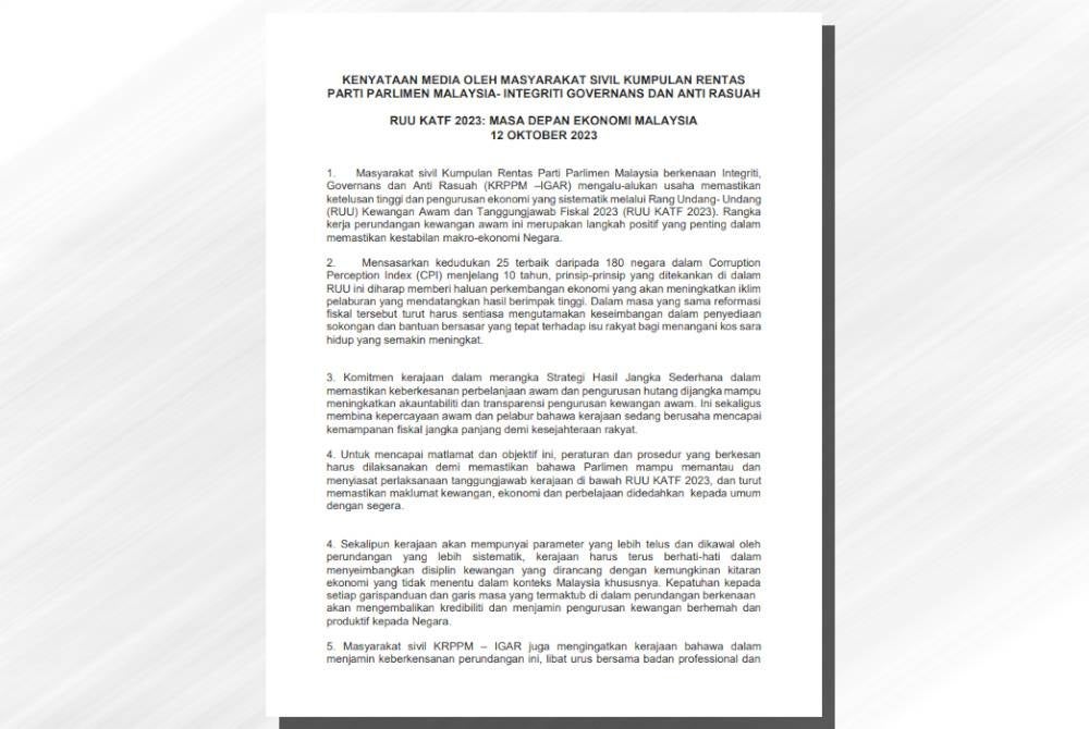Kenyataan KRPPM-IGAR pada Khamis.