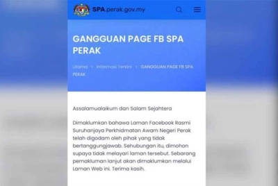 Pemberitahuan itu dimuat naik dalam laman sesawang SPA negeri Perak.