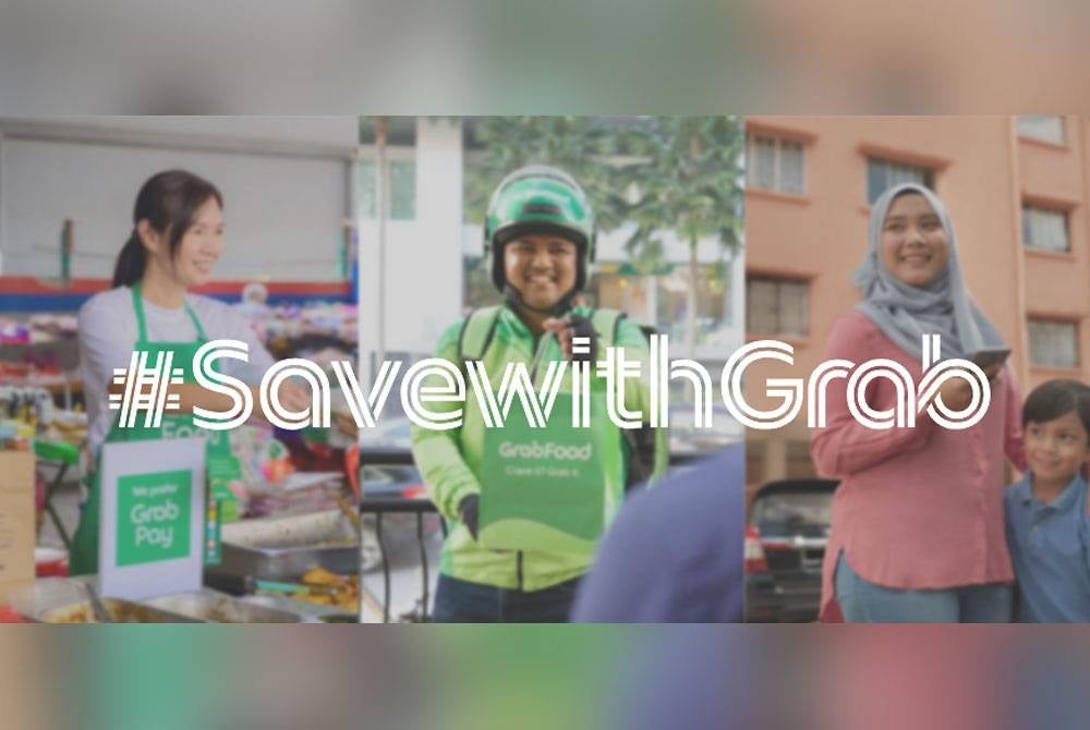 Poster iklan #SavewithGrab oleh Grab Malaysia.
