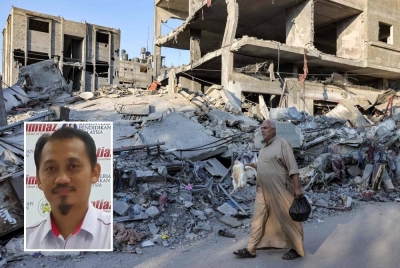 Penderitaan penduduk Gaza akibat kekejaman rejim Zionis adalah iktibar buat seluruh rakyat Malaysia untuk berganding bahu menjaga dan mengekalkan keamanan negara. - Foto AFP (Gambar kecil: Khairulnizam)