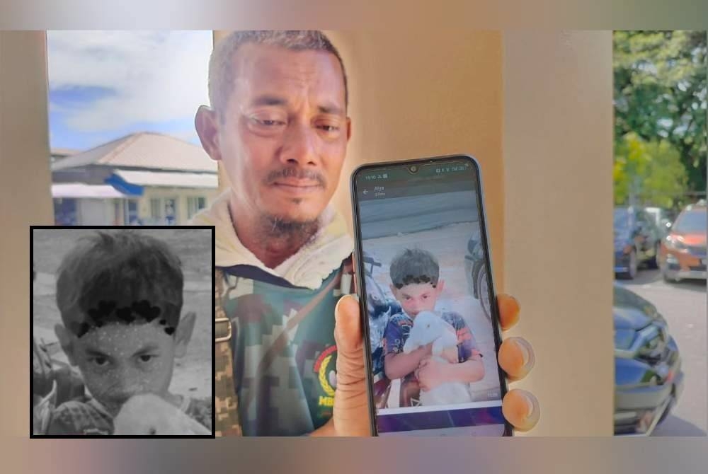 Mohd Ali menunjukkan gambar arwah (Gambar kecil) Muhammad Aidil Adha.