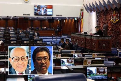 Pemotongan gaji dan elaun bulanan perlu dibuat terhadap ahli-ahli Parlimen yang gagal hadir secara penuh bagi sesi sidang Dewan Rakyat. (Gambar kecil dari kiri: Abdul Aziz, Johari)