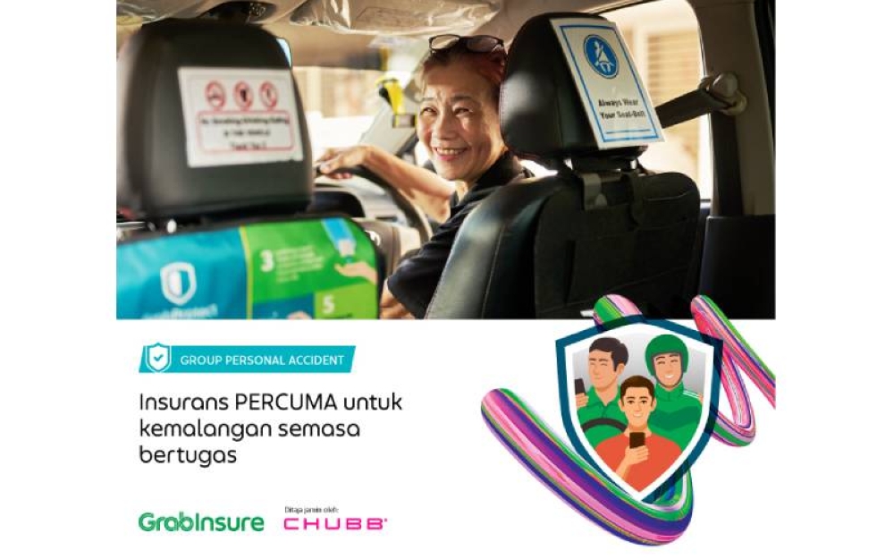 Grab menawarkan insurans percuma untuk melindungi Rakan Pemandu dan Penghantar Grab. - Gambar ihsan Grab Malaysia