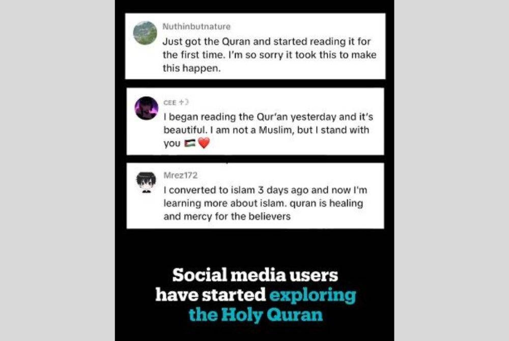 ANTARA komen-komen yang dicoretkan oleh netizen di media sosial tentang usaha mereka mendalami al-Quran. -Sumber: TikTok TRT World