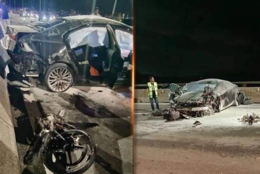 Kemalangan itu melibatkan tiga buah kenderaan termasuk kereta dipandu remaja lelaki berusia 16 tahun. - Foto: Ihsan pembaca