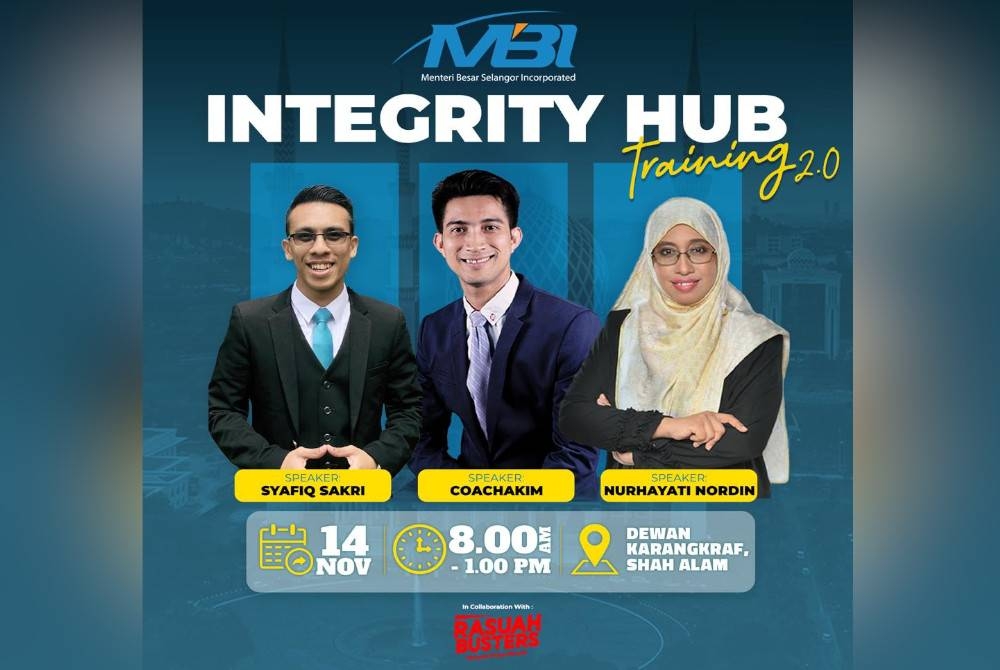 Integrity Hub Training 2.0 menampilkan jurulatih berpengalaman iaitu Coachakim, selain Syafiq Sakri di samping turut terlibat sebagai penceramah iaitu Ketua Pegawai Eksekutif Yayasan Sinar Untuk Malaysia (Rasuah Busters), Nurhayati Nordin.