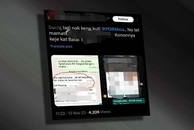 Tular satu hantaran di media sosial berkaitan tangkap layar memaparkan seorang individu mendakwa sebagai seorang anggota polis pada Isnin.