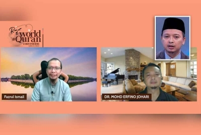 Program Road To QuranHour Convention Surah Al-Insan yang disiarkan secara langsung menerusi Facebook QuranHour pada Rabu. Gambar kecil: Mohd Erfino