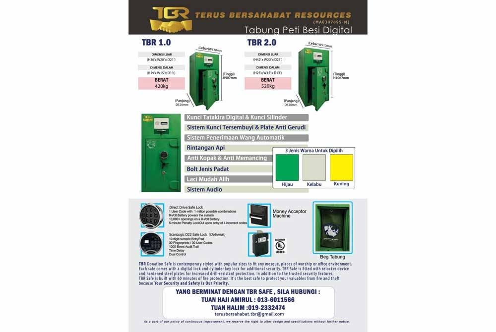 Infografik memaparkan ciri-ciri khas tabung TBR.