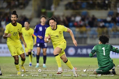 Darren (dua dari kanan) meledak gol tunggal ketika membantu Malaysia menewaskan Taiwan 1-0 dalam saingan Kumpulan D Pusingan Kedua Kelayakan Piala Dunia 2026/ Piala Asia 2027 di Taipei pada Selasa. - Foto Facebook FAM