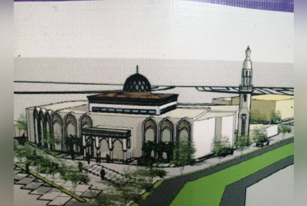 Ilustrasi cadangan pembinaan Masjid Kota Warisan.