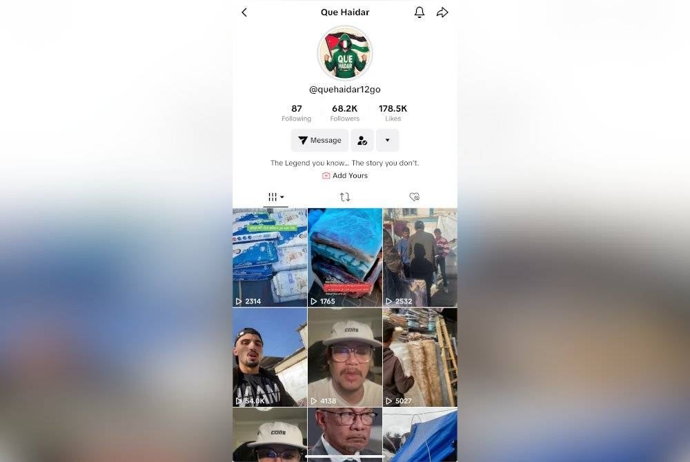 Akaun TikTok kedua Que Haidar.