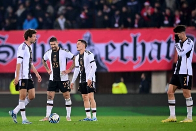 Reaksi pemain Jerman selepas tewas kepada Austria FOTO: EPA