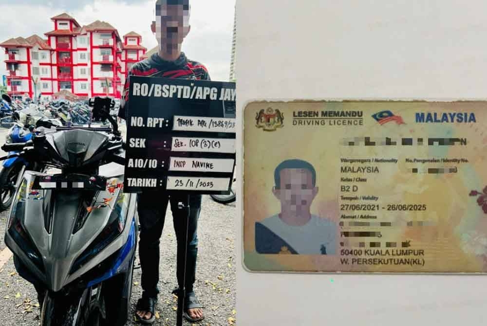 Suspek bersama motosikal ditunggang kemudian dibawa ke Balai Polis Trafik Ampang untuk siasatan lanjut. Lesen memandu palsu yang didakwa dibeli suspek menerusi iklan dalam Facebook ketika ditahan dalam Op Sekatan Bersepadu sekitar Pandan Indah dekat sini pada Khamis.