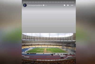 Tangkap layar keadaan padang Stadium Nasional Bukit Jalil yang dikongsikan Tunku Ismail. - Foto Instgram hrhcrownprinceofjohor