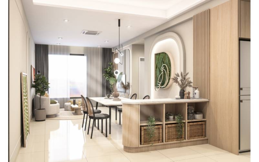 Unit Residensi D’SINI dilengkapi dengan ciri-ciri teknologi pintar yang dipadankan dengan reka bentuk rumah minimalis.