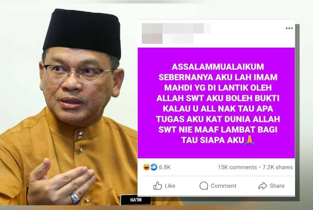 Mohd Na'im. Status Khairul Adha yang mendakwa dirinya ssbagai Imam Mahdi.