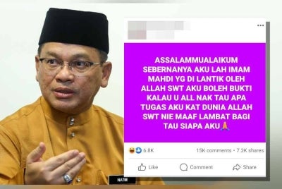 Mohd Na'im. Status Khairul Adha yang mendakwa dirinya ssbagai Imam Mahdi.