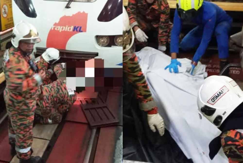 Seorang lelaki maut akibat digilis tren LRT selepas terjatuh ke atas landasan di stesen LRT Dato’ Keramat pada malam, Jumaat. - Foto Bernama