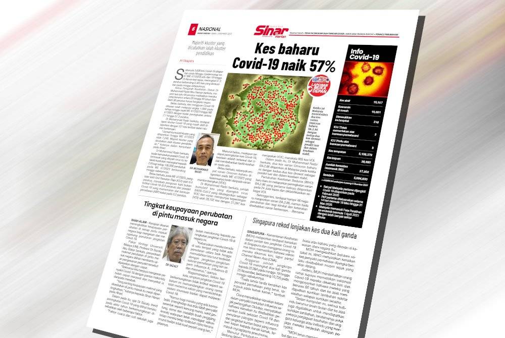 Laporan akhbar Sinar Harian pada Isnin.