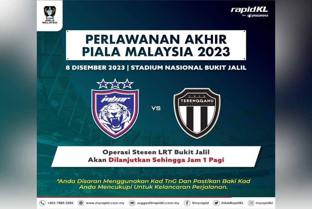 Perlawanan akhir tersebut bakal menyaksikan pertembungan antara Johor Darul Takzim menentang Terengganu FC.