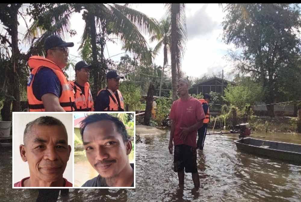 Sepasukan pegawai dan anggota polis bertanya khabar Mohd Zaidi (kanan) ketika pemantauan di Kampung Serongga. Gambar kecil: Mohd Zaidi (kiri), Mohd Kamarul Azlan)