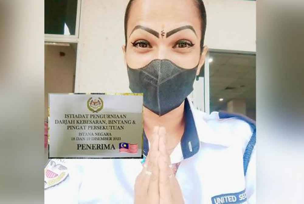 Yogeswary, 44, tersenarai sebagai penerima Darjah Kebesaran, Bintang dan Pingat Persekutuan daripada Yang di-Pertuan Agong Al-Sultan Abdullah Ri'ayatuddin Al-Mustafa Billah Shah di Istana Negara pada 19 Dis nanti. - Foto IG @viralperak