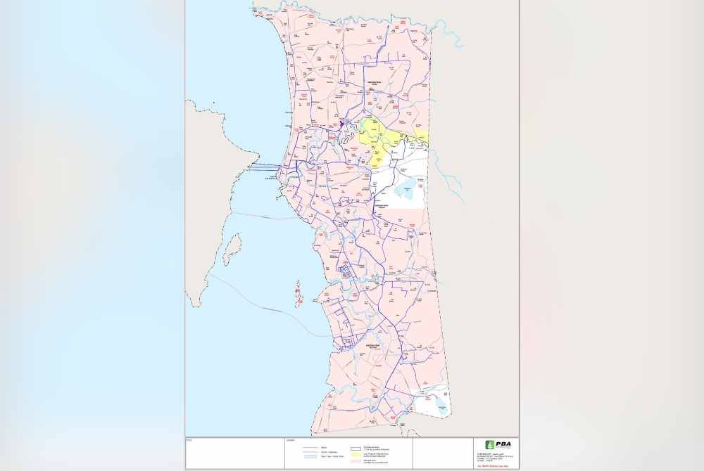 Kawasan berlorek merah menandakan kawasan di bahagian seberang yang terjejas.