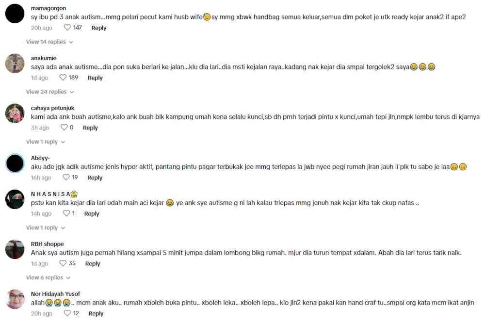 Antara perkongsian pengguna TikTok mengenai pengalaman mereka menjaga anak autisme.