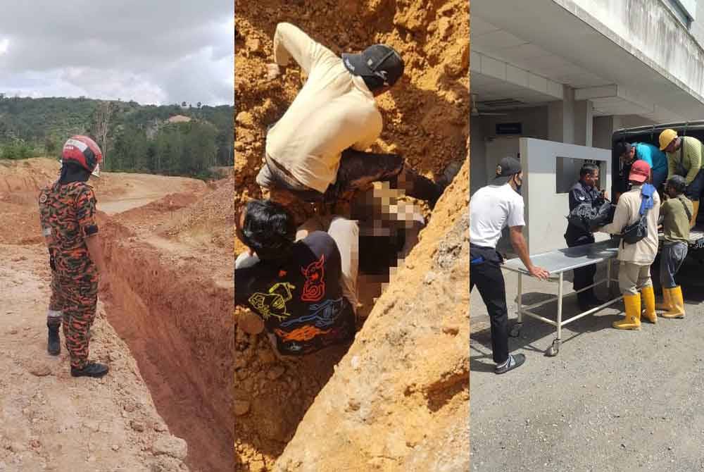 Mangsa tertimbus dalam kejadian di tapak projek pembinaan Lebuhraya CSR di Kampung Berembang, Kuala Lipis pada Isnin.