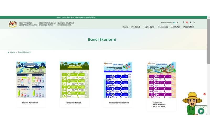 Maklumat mengenai banci ekonomi sektor pertanian yang terdapat dalam portal Banci Pertanian 2024.