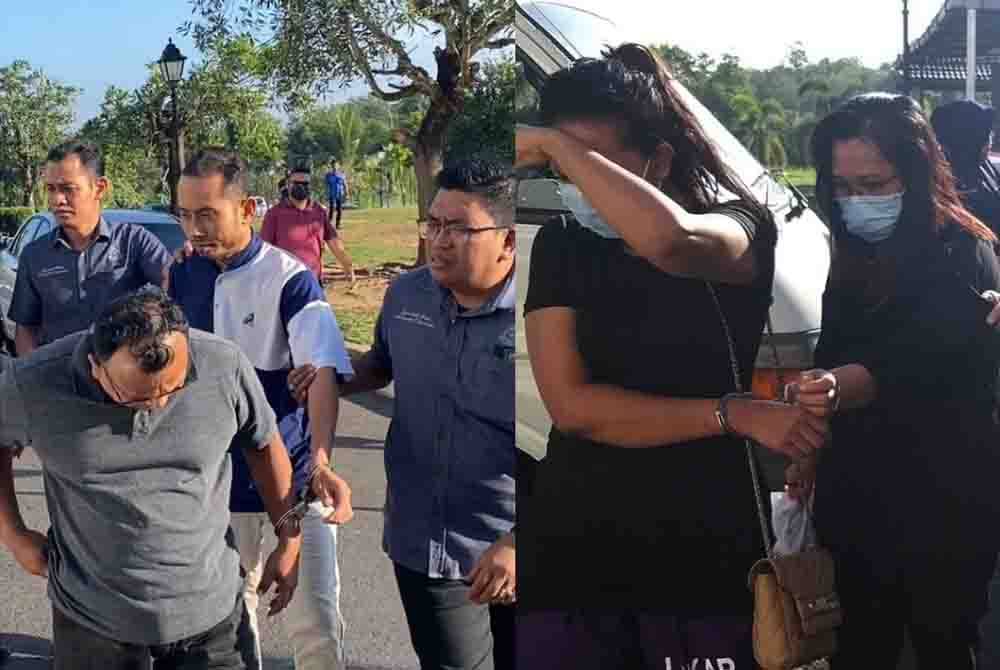 Tertuduh, Suchart (depan) dan Mohammad Nahur (belakang, dua dari kanan) dibawa ke Mahkamah Sesyen Sungai Petani pada Rabu. Tertuduh, Kamontip Chu (tengah) dibawa untuk proses pendakwaan di Mahkamah Sesyen Sungai Petani.