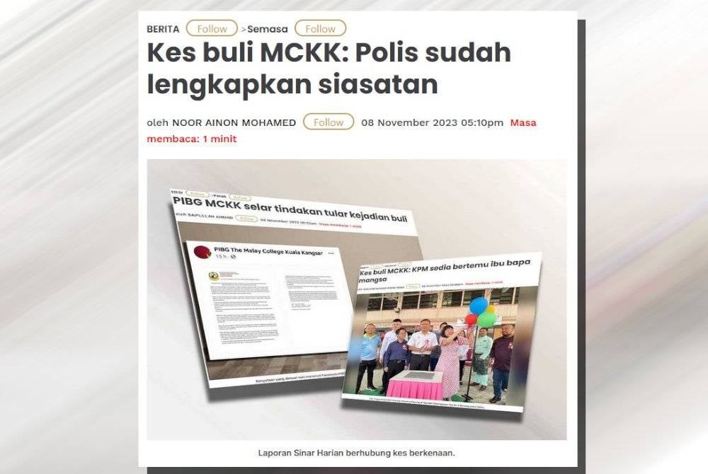 Laporan Sinar Harian.