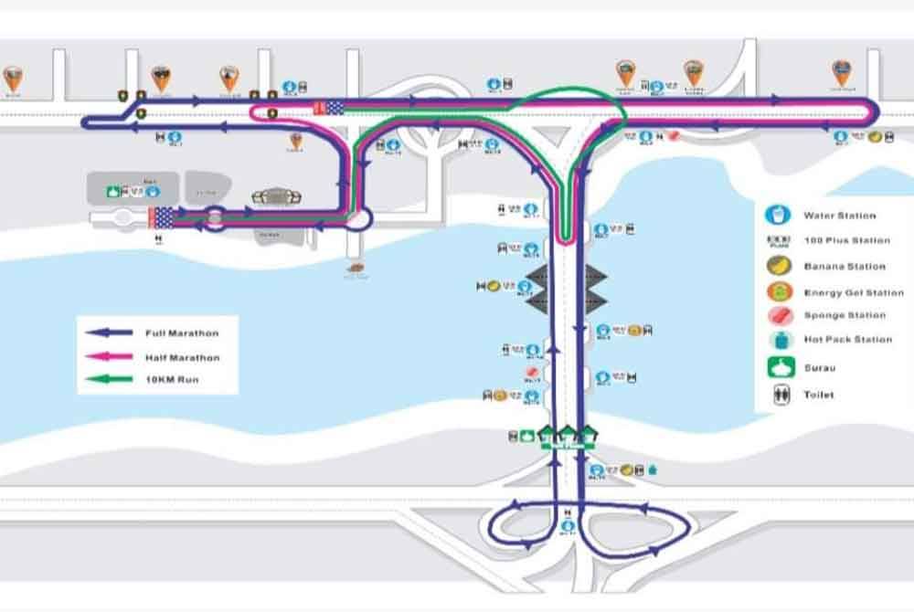 Laluan yang akan digunakan untuk acara larian PBIM 2023 yang bermula jam 11 malam pada Sabtu.