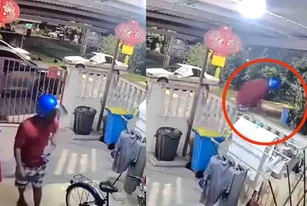 Polis giat buru lelaki yang mencuri pakaian dalam dan kasut di sebuah rumah di Banting, pada Selasa. - Foto tular media sosial