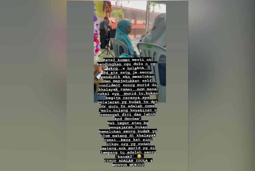 Status yang dimuat naik Rita menerusi Insta Story miliknya.