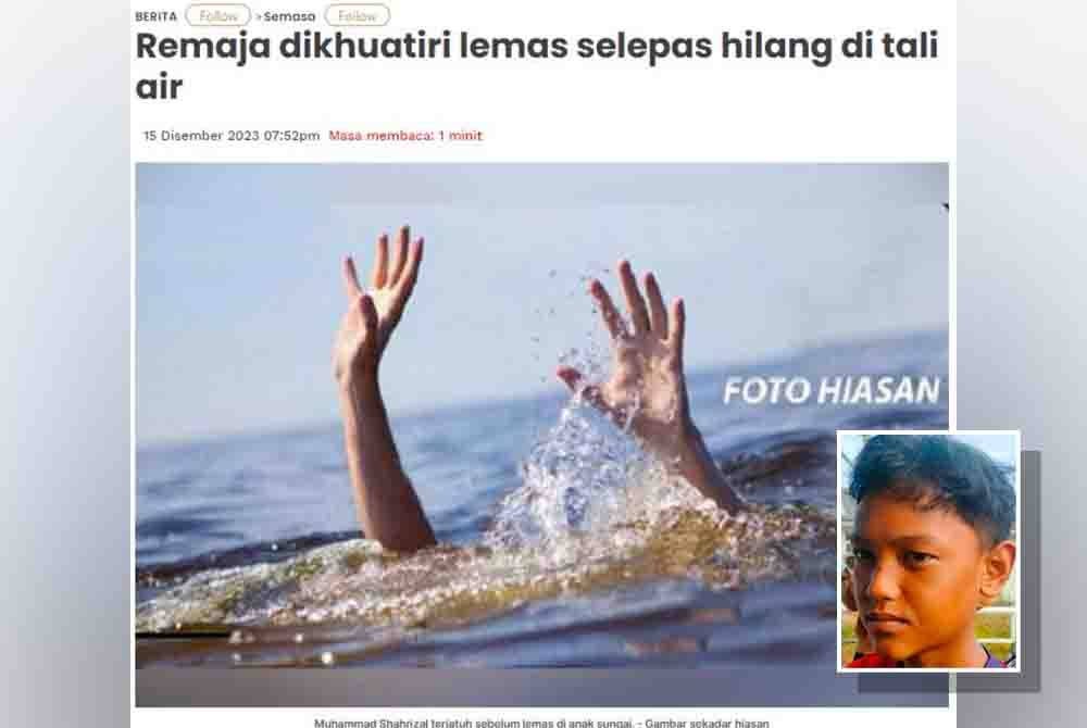 Sinar Harian pada Jumaat melaporkan seorang pelajar Tingkatan Dua dari Sekolah Menengah Kebangsaan (SMK) Mat Kilau dilaporkan lemas ketika mandi bersama enam rakannya di tali air berhampiran perkampungan Indera Sempurna. Gambar kecil: Muhammad Emil