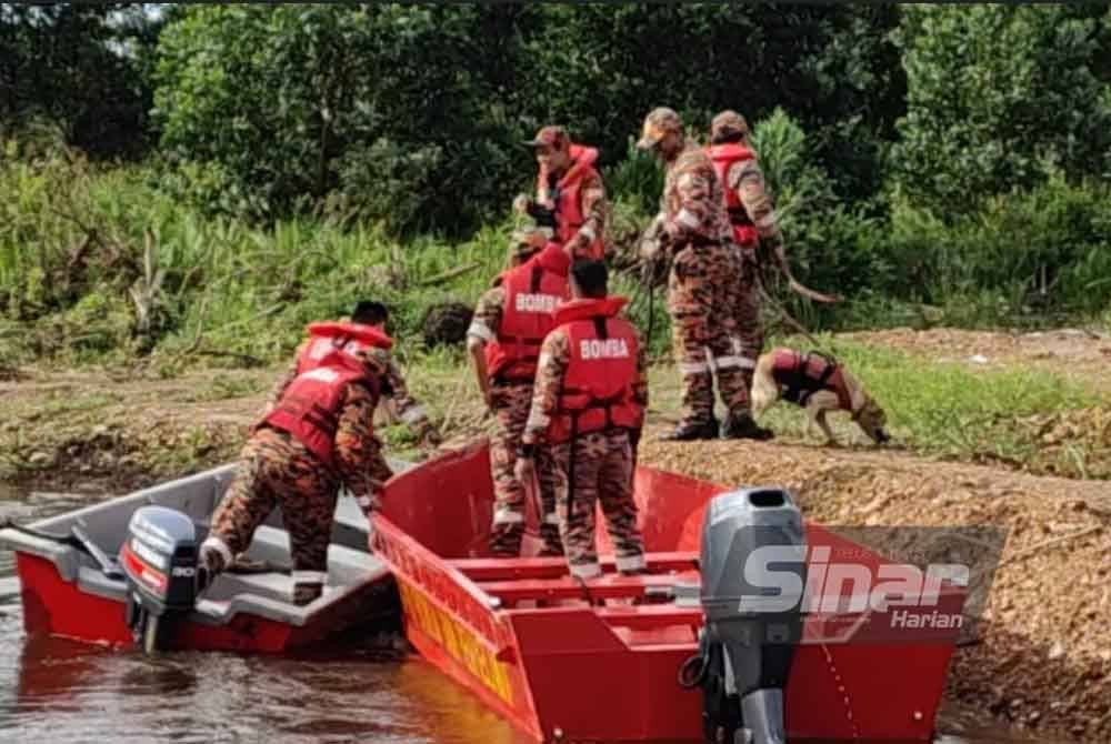 Anjing pengesan yang berpengalaman dalam pelbagai operasi SAR itu telah dibawa ke lokasi kejadian hari ini. - Foto Sinar Harian