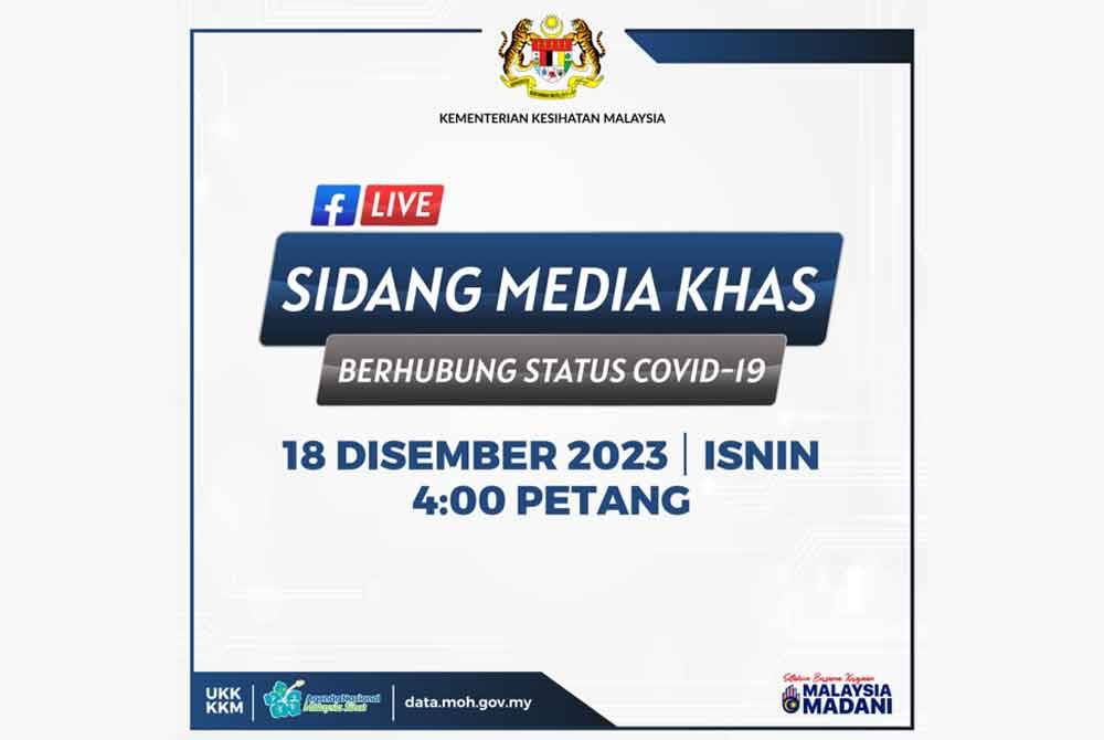 KKM akan mengadakan satu sidang akhbar khas berhubung perkembangan jangkitan Covid-19 petang ini.