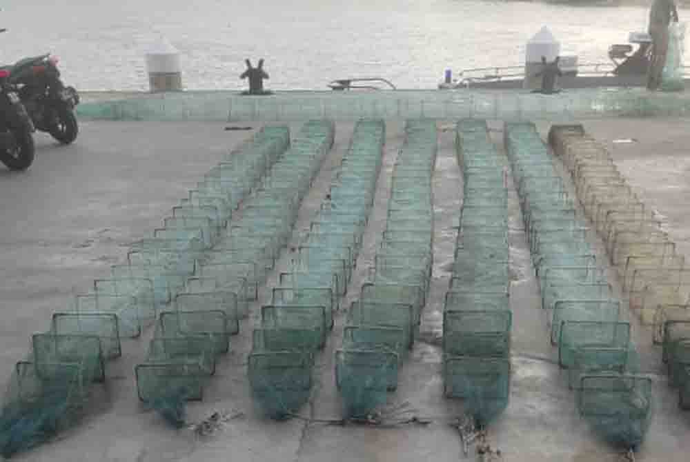 Pasukan peronda Maritim Malaysia Pulau Pinang juga merampas tujuh set bubu naga dalam operasi pada petang Ahad.