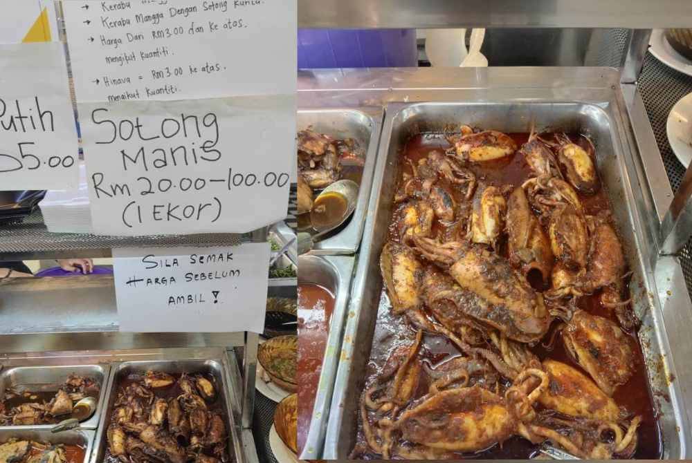 Penandaan harga yang tidak jelas dan mengelirukan pelanggan dipamerkan di restoran tersebut. - Foto KPDN Sabah