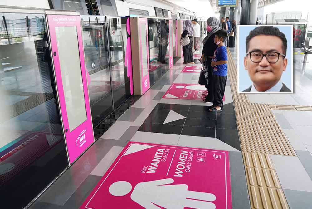 Platform koc wanita di laluan MRT Kajang. Gambar kecil: Mohd Azharuddin