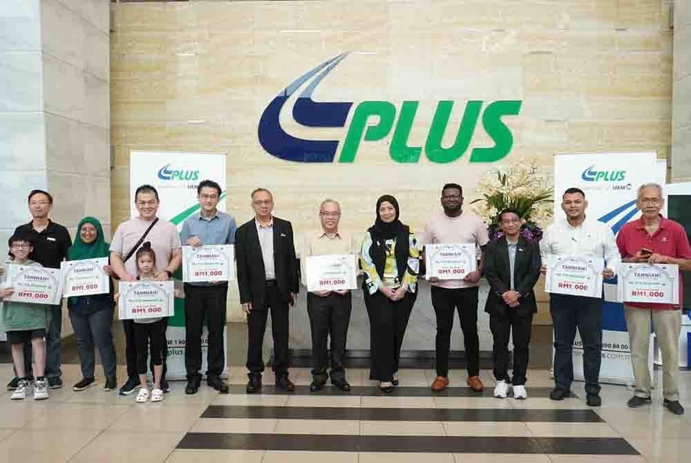 Seramai 15 pengguna lebuh raya PLUS Malaysia Berhad (PLUS) memenangi hadiah utama berupa baucar beli-belah RM1,000 seorang apabila mendaftar dan mematuhi Cadangan Waktu Perjalanan My-TTA yang baharu diperkenalkan pada Deepavali lalu.