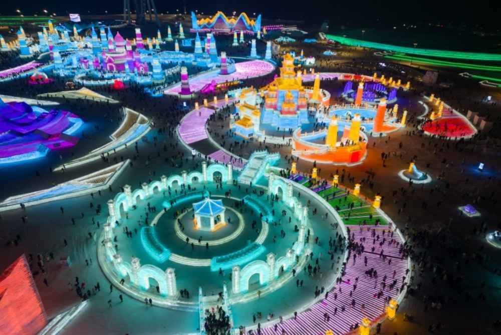 Festival Arca Ais dan Dunia Salji Antarabangsa Sun Island Harbin dibina di atas kawasan seluas sekitar 600,000 meter persegi. Foto: XINHUA