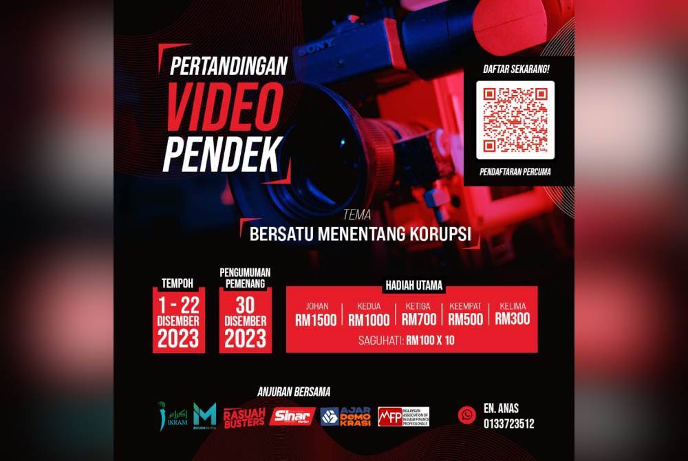 Pertandingan video pendek berkenaan rasuah dilanjutkan sehingga 28 Disember.