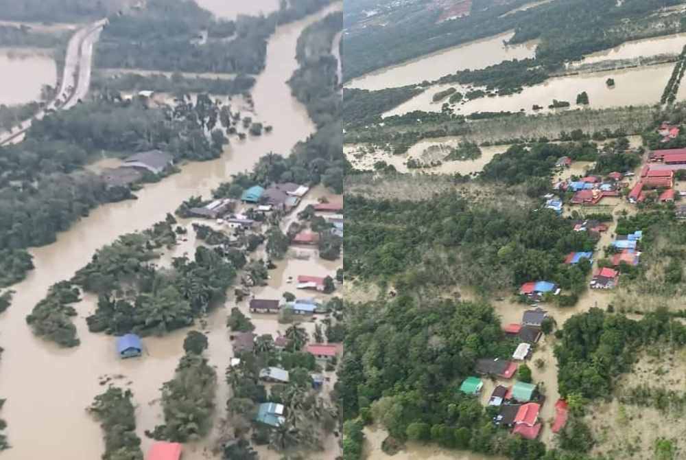 Keadaan terkini Pasir Mas dari ruang udara yang dirakam oleh JBPM Kelantan.