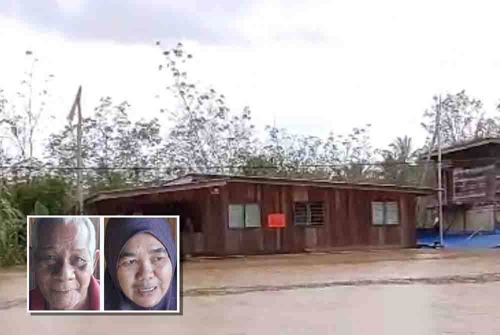 Rumah Pokwe terapung buat kali kedua ketika banjir melanda di Kampung Terbak Batu 16, Kemaman. Gambar kecil: Pokwe, Patimah